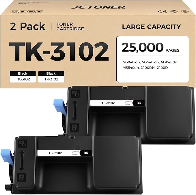 TK-3102 TK3102 Toner Cartridge Black 1-Pack High Yield Replacement Compatible for Kyocera TK-3102 TK3102 1T02MS0US0 FS-2100 M3540 FS-2100DN FS-2100D ECOSYS M3040idn M3540idn M3040dn M3540dn Printer