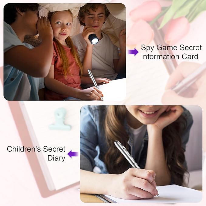Invisible Ink Pen 30 Pcs Spy Pen with UV Light Magic Marker Pens for Secret Message and Birthday Party, Writing Secret Message for Halloween Christmas Party Bag Gift, with 30 Replaceable Pen Refills