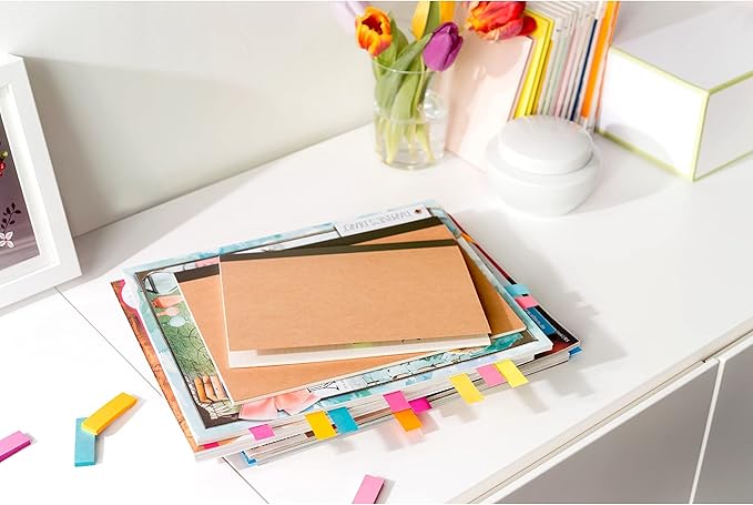 Post-it Page Markers, Assorted Colors, 1/2 in x 2 in, 100 Sheets/Pad, 5 Pads/Pack (670-5AN)