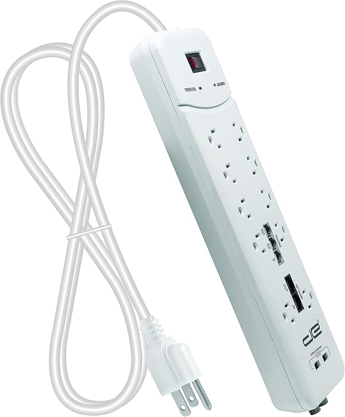 Digital Energy 10-Outlet Straight Plug 4050 Joules Heavy Duty Surge Protector (8 FT, WHT)