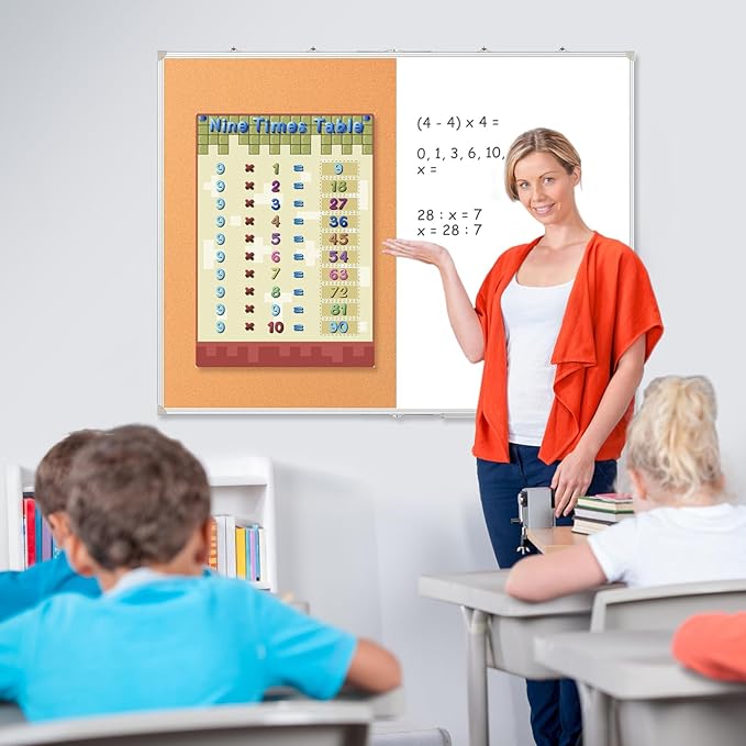 DOLLAR BOSS Foldable Cork Board White Board Combo 48 x 36 Inch Extra Large Magnetic Whiteboard Dry Erase Bulletin Board Portable Double Sided Aluminum Frame Pin Board Back to School Supplies