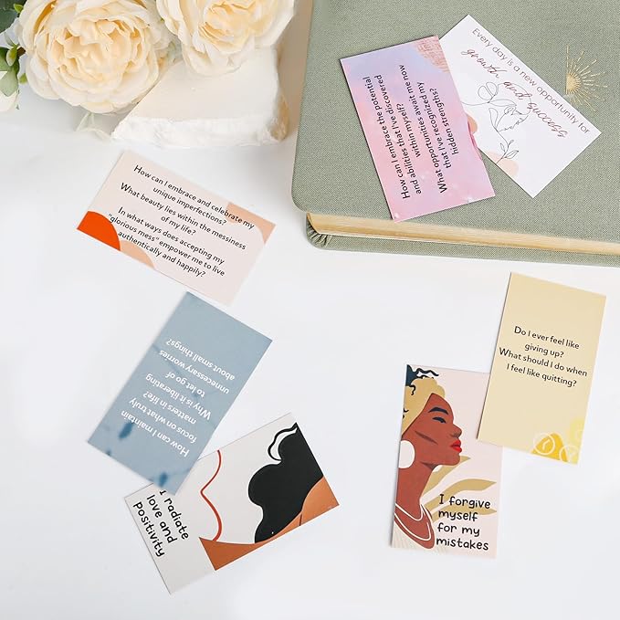BRYTEFY 100 Empowering Affirmation Cards for Women, Daily Motivation with Thought-Provoking Questions, Mindfulness, Inspiration, and Meditation and Self Care Gift For Women.