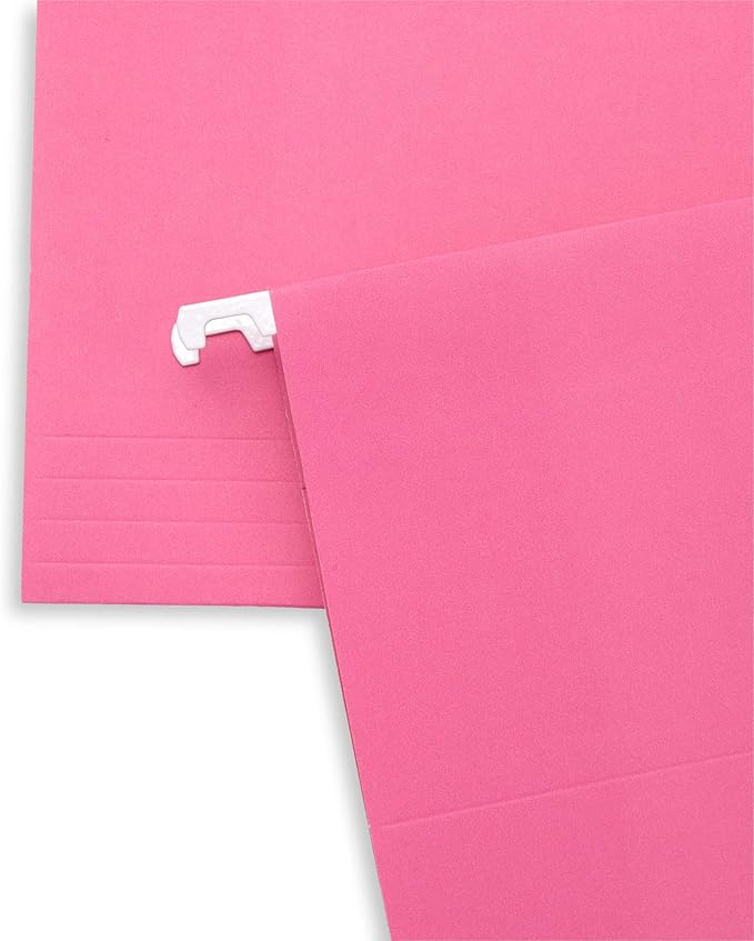 Blue Summit Supplies 25 Pink Hanging File Folders Letter Size, Reinforced Hanging File Folders Pink, Designed for Home and Office Color Coded Organization