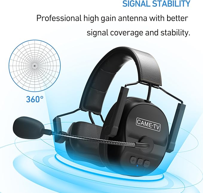 Came-TV Kuminik8 1.9GHz Wireless Intercom Headset System Noise Cancellation Zero Latency Full Duplex 4 Person Team Communication with Hardcase for Church Boating TV Film Production Drone