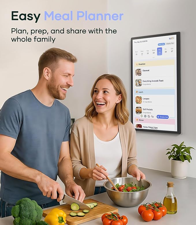 Digital Calendar+ 2: 32 Inch Wall Touch Screen Chore Chart Customize Dashboard Smart Electronic Calendar for Family Schedules Meal Planner Supports All Google Play Apps Wall Mount Black