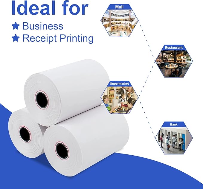 9527 Product 2 1/4'' x 50' Thermal Receipt Paper, Paper Cash Register Roll POS thermal Paper, 500 Rolls Total