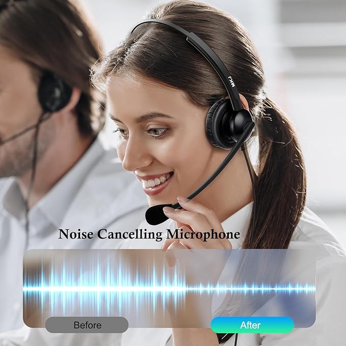 MKJ Telephone Headset for Cisco Phones, Wired Headphones with Microphone Noise Cancelling, Corded RJ9 Office Headset for Cisco CP-7821 7861 7942G 7960G 7975G CP-7841 8811 8841 8851 8861 8865 9951