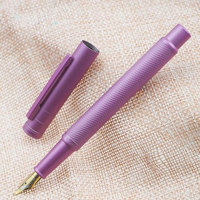 Asvine Pink Forest Fountain Pen Fine Nib, Classic Design with Converter and Metal Pen Case, The Light of Hope Serise
