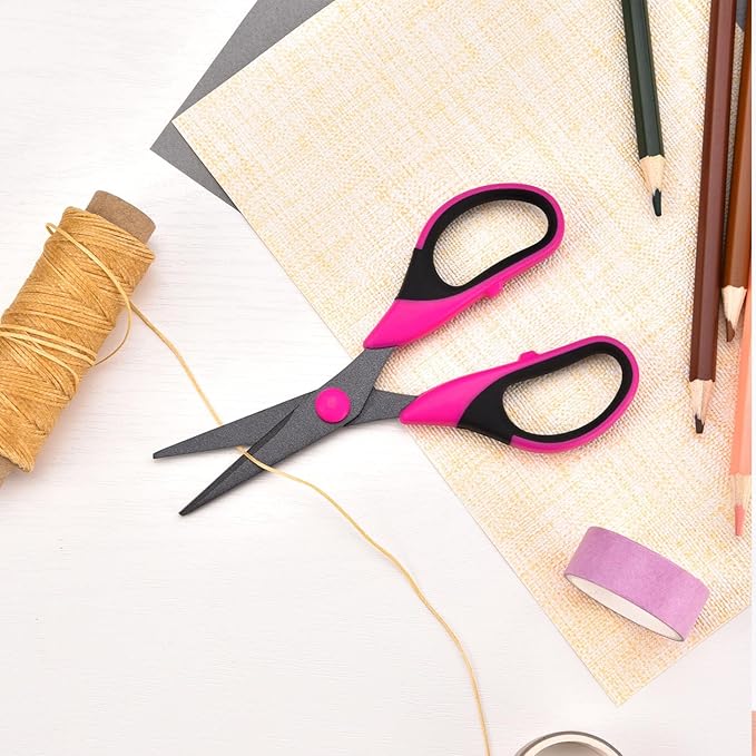 Craft Scissors Set, Sharp Scissors All Purpose Heavy Duty, Teflon Non-stick Titanium Coated, Ergonomic Grip, Ideal for Sewing Fabric DIY&Arts Scrapbook School Office Supplies, 9.3''/8.5''/5.6"