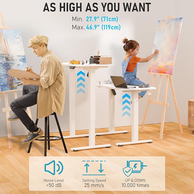 40 * 24 Electric Standing Desk, Adjustable Height Sit Stand Up Desk, Motorized Home Office Computer Gaming Workstation Desk