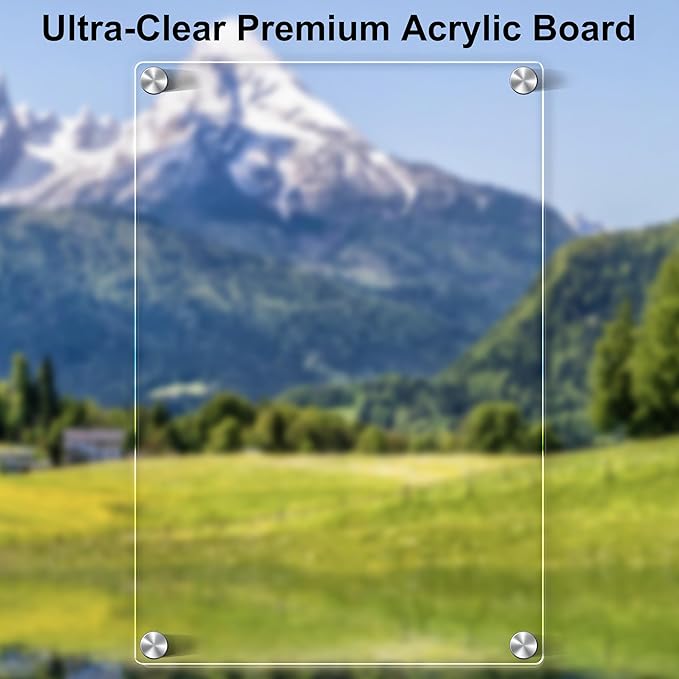 Acrylic Magnetic Dry Erase Board for Fridge Acrylic Clear White Board for Fridge Magnetic Whiteboard for Refrigerator 12"x8"Small Magnet Board 2 Pcs