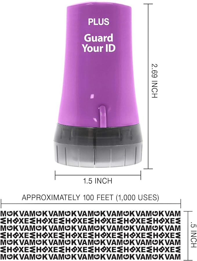 Identity Theft Protection Roller 3-Pack Advanced 2.0 Security Stamp by Guard Your ID (Regular 3-Piece, Purple)