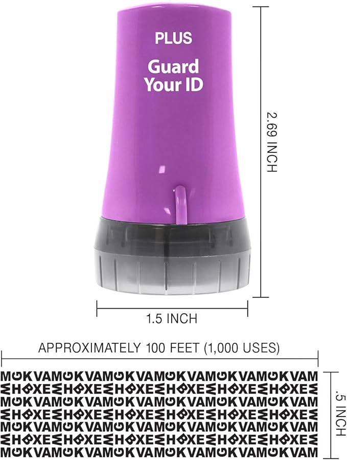 Identity Theft Protection Roller 3-Pack Advanced 2.0 Security Stamp by Guard Your ID (Regular 3-Piece, Purple)