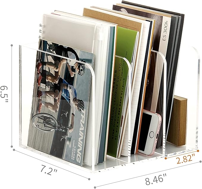 Magazine Holder, Clear Acrylic Magazine Rack, File Organizer for Office Desk, Book Organizer,-One-Piece-3 Vertical spaces,1 pack (B5)……