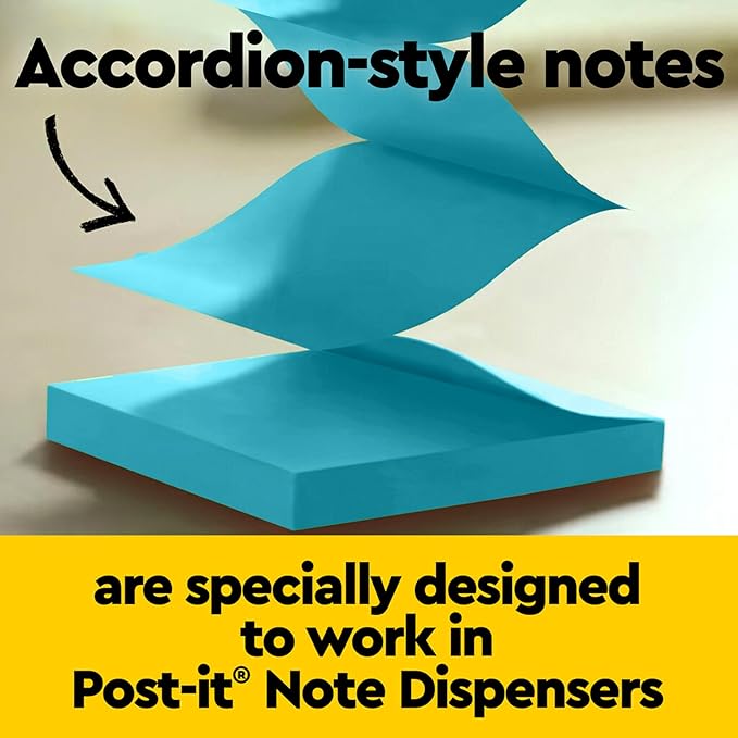 Post-it Super Sticky 100% Recycled Pop-up Notes, Oasis Collection, 3 in. x 3 in., 70 Sheets, 18 Pads, School Supplies and Office Products