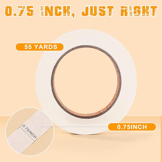 Masking Tape Bulk 10 Packs 0.75 Inch - Masking Tapes Artist Drafting Tapes White Beige, General Purpose for Craft, Art, Office, School, 3/4 Inch x 55 Yards x 10 Rolls