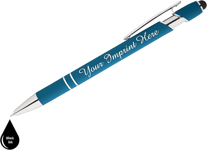 Up to 500 Pcs Custom Pens Bulk | Rainbow of Colors | Soft-Touch Metal Black Ink Personalized with Name or Message (Light Blue, 500 pcs)