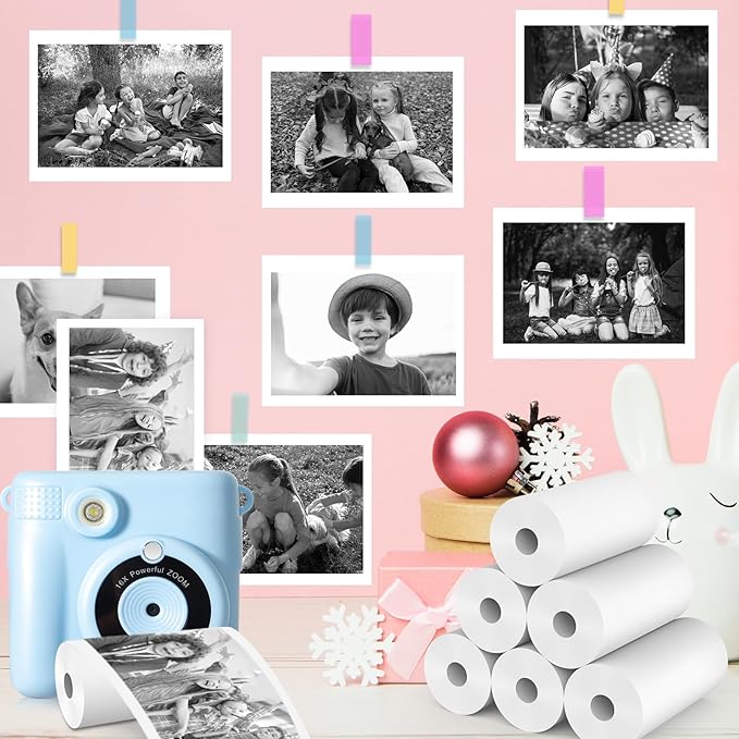 25 Rolls Kids Camera Instant Print Refill Paper Set, Phetium HD Printing Thermal Paper for Most Kids Instant Camera Photo Print (White-25 Rolls)