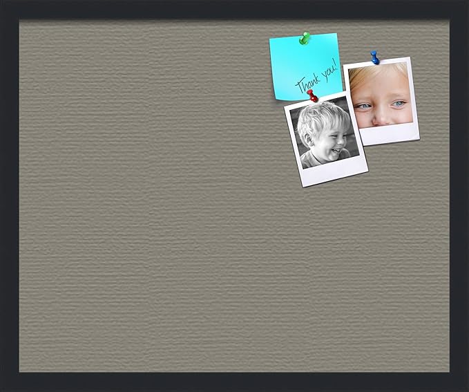 PinPix 22x18 Inch Cork Bulletin Board. This Decorative Framed Pin Board Comes with Pewter Design and a Satin Black Frame. Ideal for Home Office Decor or Message Board (PinPix-1812)
