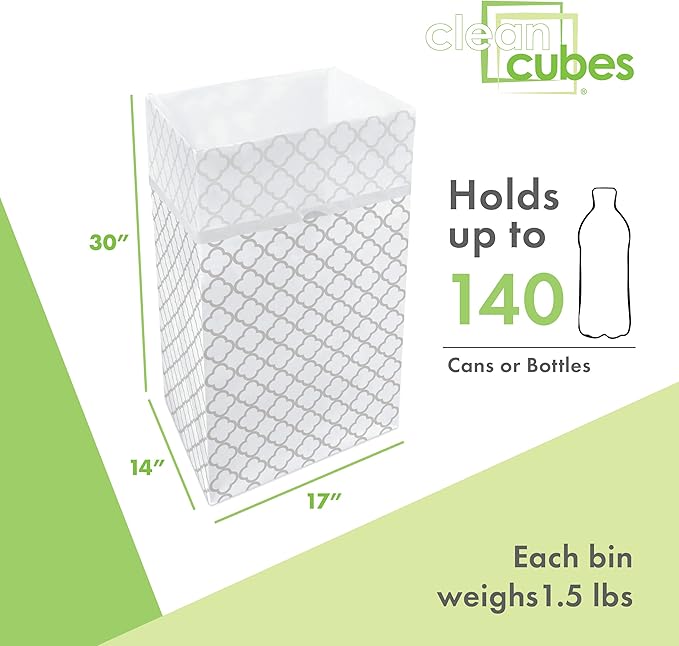| 30 Gallon Disposable Trash Cans (3-Pack) with Fitted Trash Bags - Reusable Garbage and Recycling Bins for Parties, Events, and More (Trellis - 30” Height x 17” Width x 14” Depth)
