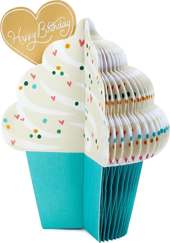 Hallmark Paper Wonder Romantic Pop Up Birthday Card for Husband, Wife, Boyfriend, Girlfriend (Honeycomb Cupcake)