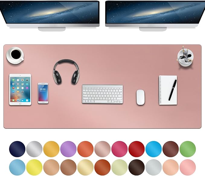 Boutilon Leather Desk Pad 47"x 24" Non-Slip Mouse Pad,Business Desk Pad,Extended Table Protector for Keyboard and Mouse,Desk Writing Pad for Office Home Working Decor (XXXL-Pink)
