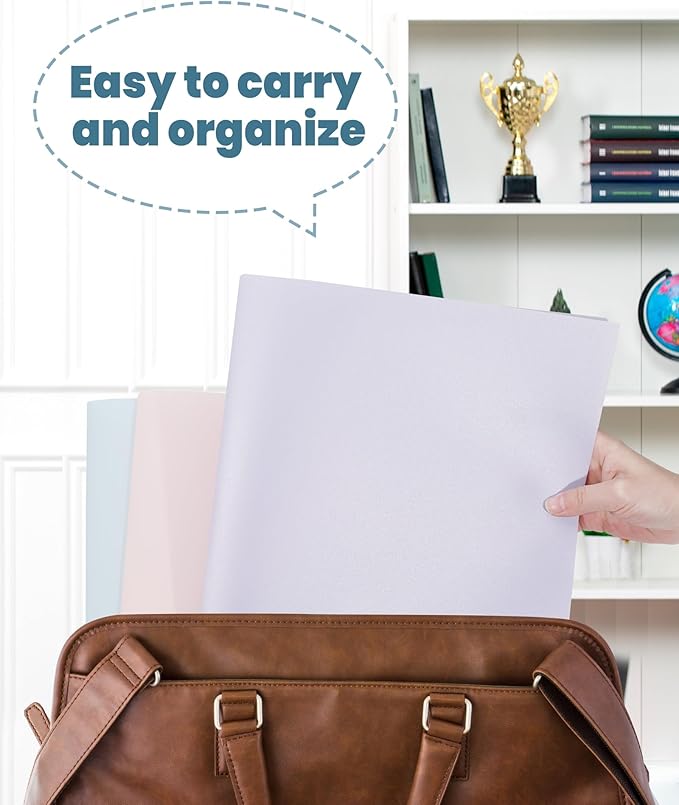 SUNEE 2 Pocket Folders (12 Pack, Pastel Colors) Heavy-Duty Plastic Folders with Pockets, Fit 8.5x11 Letter Size Paper, 2-Pocket File Folders for Kids, Home, School, Office
