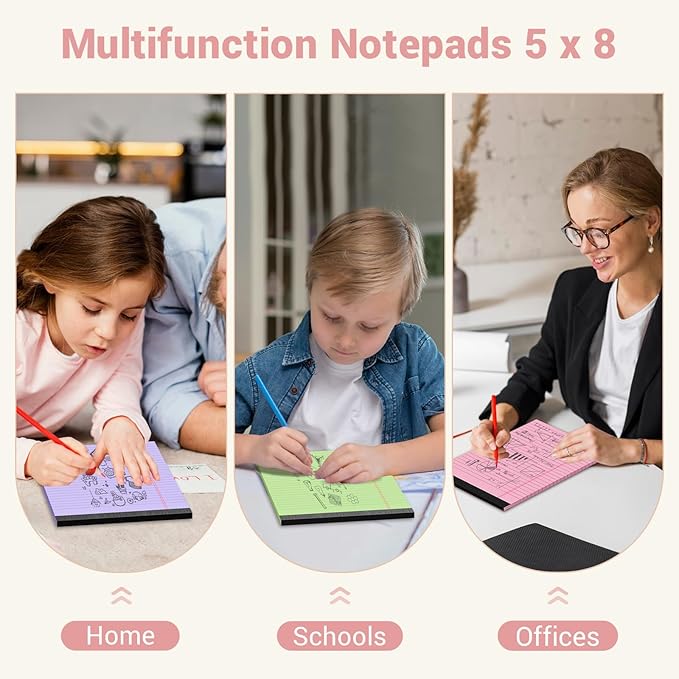Legal Pads 5x8 Colored Note Pads, 4 Pack College Ruled Notepads 5x8 Lined Paper, Colored Notebook Paper Writing Pads 30 Sheets per Colored Paper Small Legal Pads 5x8 for Home Office School Supplies