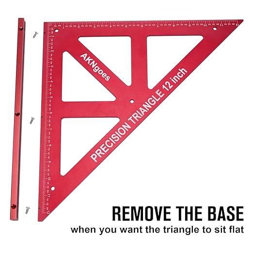 Precision Triangle Square 18inch, Metric & Imperial Scale Framing Square for Precise 90 and 45-Degree Measurement, Aluminum Alloy Architect Ruler for Carpenter