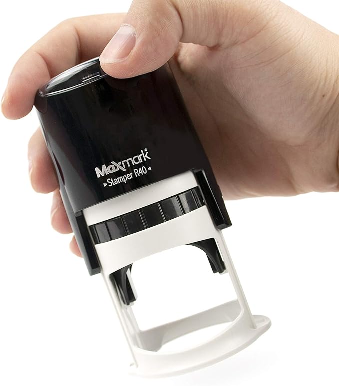 Round Notary Stamp for State of North Dakota- Self Inking Stamp - Top Brand Unit with Bottom Locking Cover for Longer Lasting Stamp - 5 Year Warranty