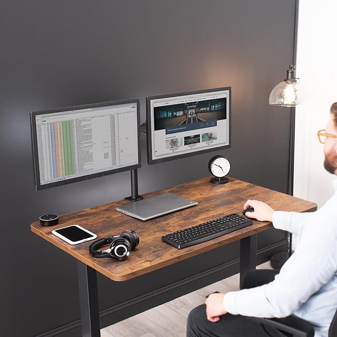 VIVO Universal 48 x 30 inch Solid One-Piece Table Top for Standard and Sit to Stand Height Adjustable Home and Office Desk Frames, Rustic Vintage Brown, DESK-TOP48-30N