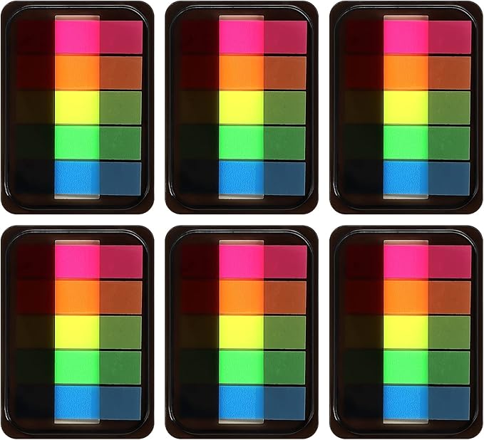 600 Pieces Sticky Index Tabs Page Flags, ALOTCHE Transparent Sticky Notes Book Sticky Tabs for Annotating Books, Neon Pop Up Index Tabs Self-Adhesive Page Marks for Classify File