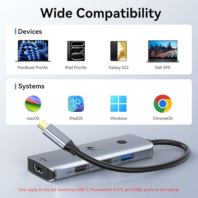 USB C Docking Station Dual Monitor, LIONWEI Laptop USBC Dock Multiport Adapter with 2 4K HDMI, 3 USB-A/3.0/2.0, 100W Power Delivery, 6-in-1 for MacBook/Surface/Lenovo/Dell/HP