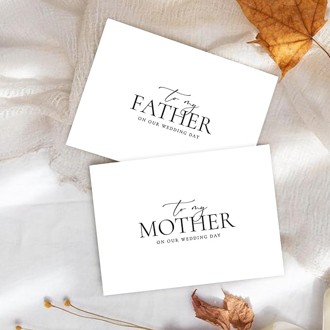 Set of 2 Wedding Day Card for Parents, Parents Of The Bride/Groom Gifts, To My Father On Our Wedding Day, To My Mother On Our Wedding Day.（Father/Mother A）