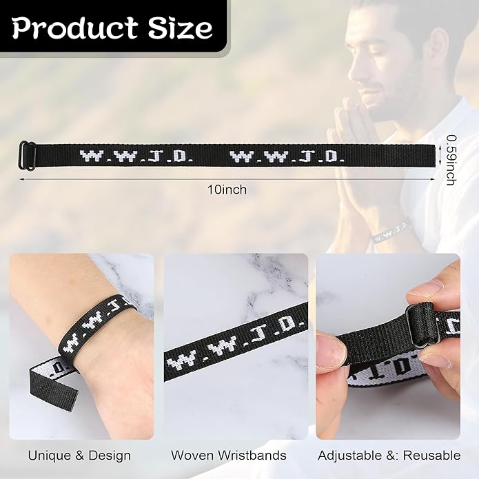6PCS WWJD Bracelet for Women Men, Christian Gifts Wristbands, WWJD Rubber Bracelets - What Would Jesus Do Silicone Bracelet