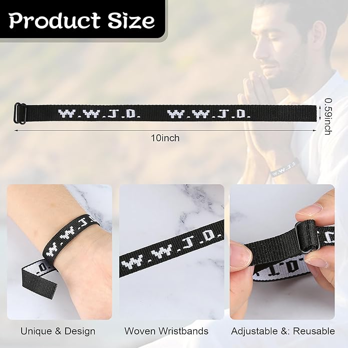 6PCS WWJD Bracelet for Women Men, Christian Gifts Wristbands, WWJD Rubber Bracelets - What Would Jesus Do Silicone Bracelet