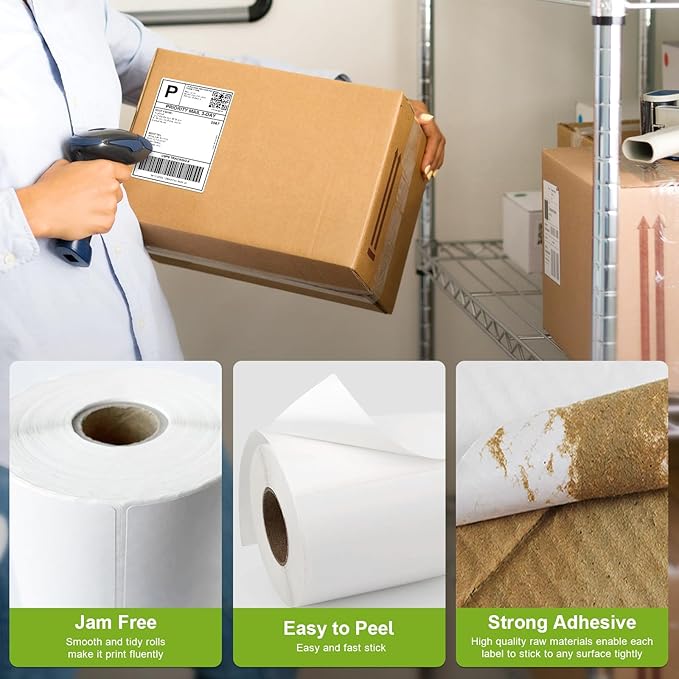 Compatible 2" x 1" Direct Thermal Labels Replacement for Barcodes Postage Address Shipping Compatible with Rollo & Zebra Desktop Printers Adhesive & Perforated (24 Rolls, 1300 Labels/Roll)