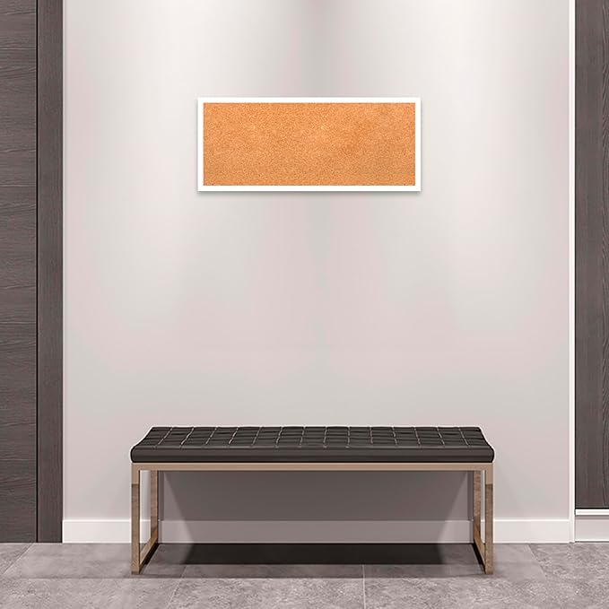 Amanti Art Natural Cork Board for Wall, 13x31 Vision Board with White Frame, Medium Corkboard Office Decor for Home Organization, Modern Corkboard Pinboard to Display Items for Home Organization in
