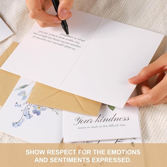 C2U Funeral Thank You Cards with Envelopes(50 Pack 4"x6"),Stickers & Message Inside - Wildflower Bereavement Sympathy Thank You Cards for Funeral Family Friends Loved Ones