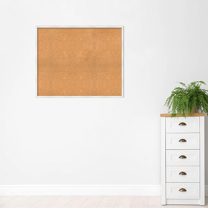 Amanti Art Natural Cork Board for Wall, 35x43 Vision Board with White Frame, Oversize Corkboard Office Decor for Home Organization, Country Rustic Corkboard Pinboard to Display Items for Home