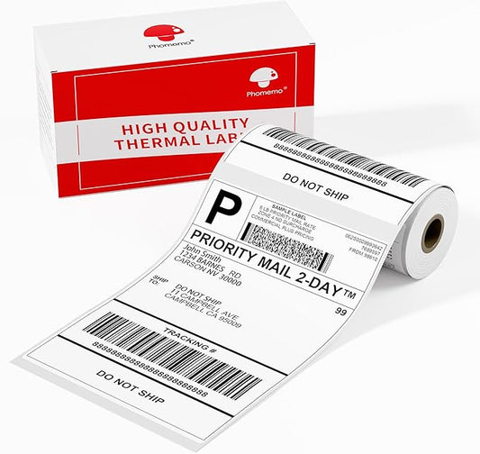 55 Pcs 4'' x 6'' Shipping Thermal Labels for Address, Barcodes, Small Business Labeling, Warehouse, Inventory - Thermal Label Compatible with Phomemo 241 BT, M421