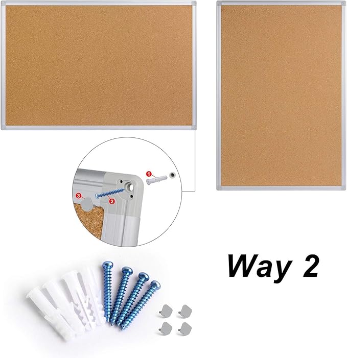 Board2by Bulletin Board 36 x 48, Silver Aluminium Framed 4x3 Large Wall Mounted Cork Office Notice Pin Board