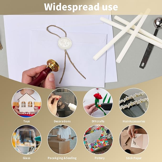 MATUFF White Hot Glue Sticks Full Size 0.43” Dia x 8” Long, 20 pcs Hot melt Adhesive Glue Sticks, All-Purpose Colored Glue Gun Sticks for DIY White Crafting Arts and Wedding Cards, Stamp Sealing