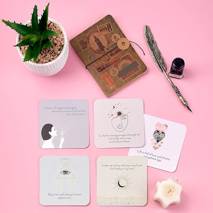 Positive Affirmations & Thought-Provoking Questions for Women | Motivational & Mindful Daily Cards