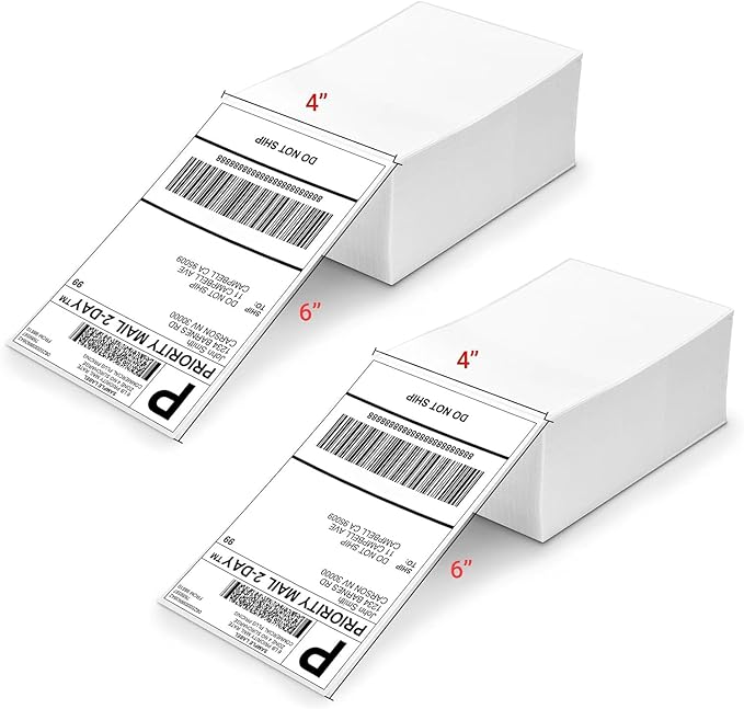 4x6 Thermal Labels, 2 Packs of 500 4x6 Fold Labels - Compatible with JADENS, ASprink, Phomemo, Rollo, Zebra, Omezizy and Other Thermal Printers