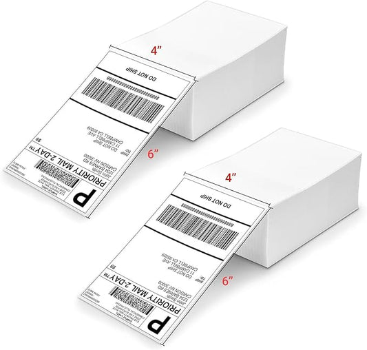 4x6 Thermal Labels, 2 Packs of 500 4x6 Fold Labels - Compatible with JADENS, ASprink, Phomemo, Rollo, Zebra, Omezizy and Other Thermal Printers