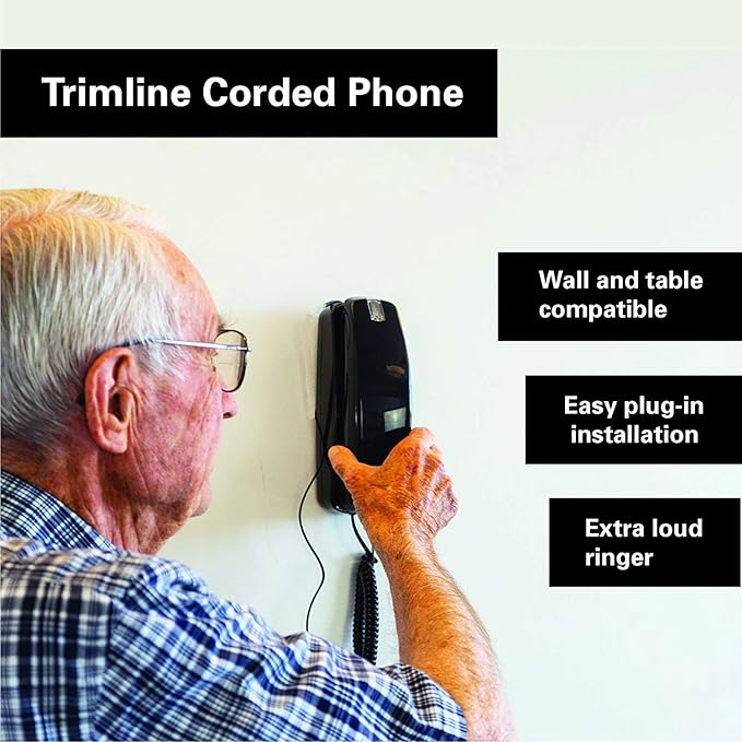 iSoHo Big Button Corded Phone for Seniors – Easy-to-Use Landline with Lighted Keypad, Ergonomic Handset & No Power Needed – Retro Home Phone for Elderly, Visually Impaired & Hard of Hearing, Black