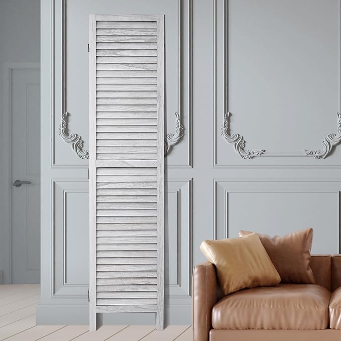 VEVOR Wood Room Divider, 6 Panel Wood Folding Privacy Screen, 66.9 Inches Tall Indoor Louvered Wooden Partition, Portable Decoration Screen, for Room Separation, Home, Office, Restaurant & Bedroom