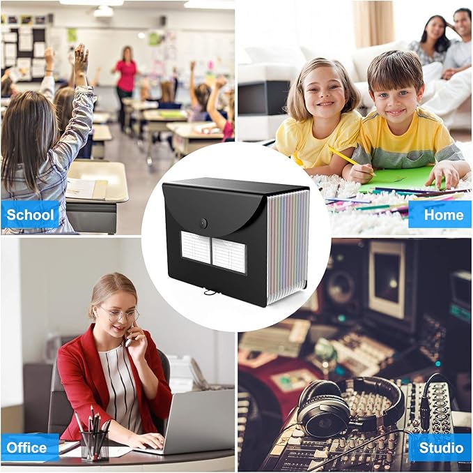 Accordion File Folder, 12 Pocket Expanding Desktop File Keeper with Labels, Portable Monthly Bill Receipt Document Storage Organizer, Letter/A4 Size