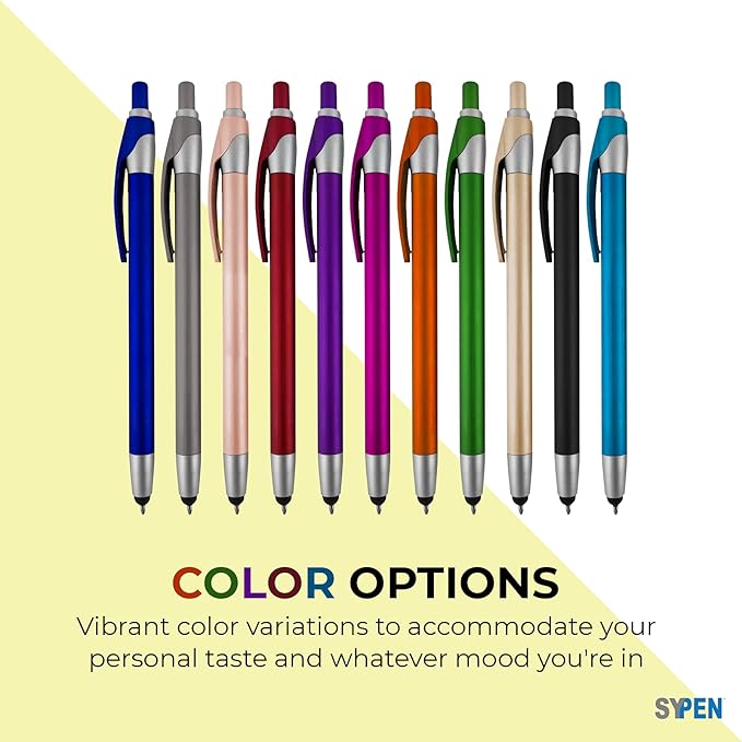 Personalized With your Custom Logo or Text Pens-Pack of 450- for Marketing, Parties, and Events, 2 in 1 Capacitive Stylus & Ballpoint Pen Compatible With Touchscreen Devices, Black Ink, Assorted